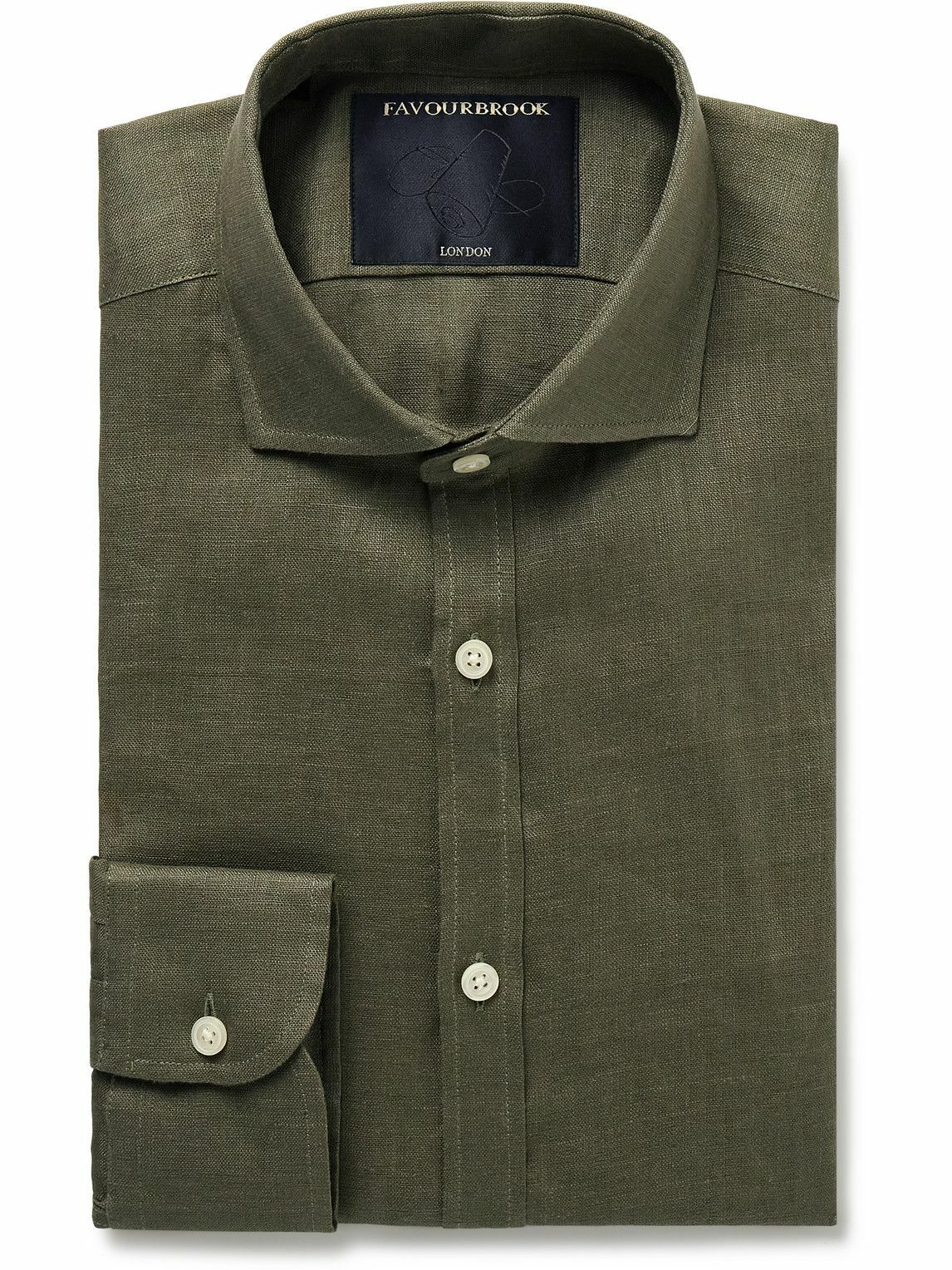 Favourbrook - Bridford Cutaway-Collar Linen Shirt - Green