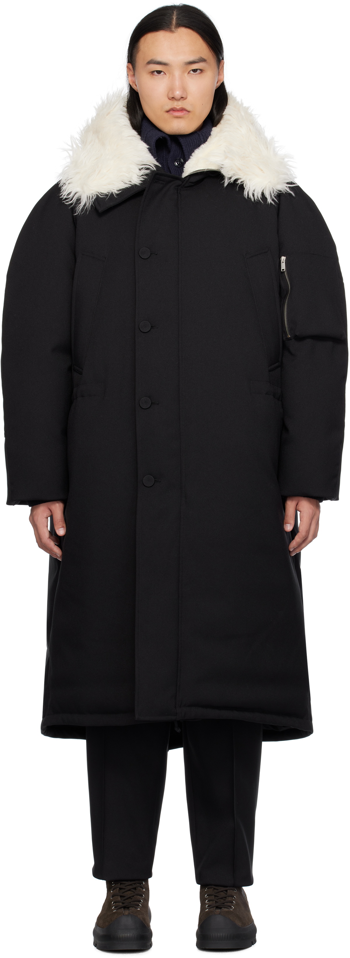 Jil Sander Black Hooded Down Coat Jil Sander