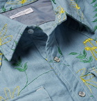 Engineered Garments - Embroidered Cotton-Chambray Western Shirt - Light blue