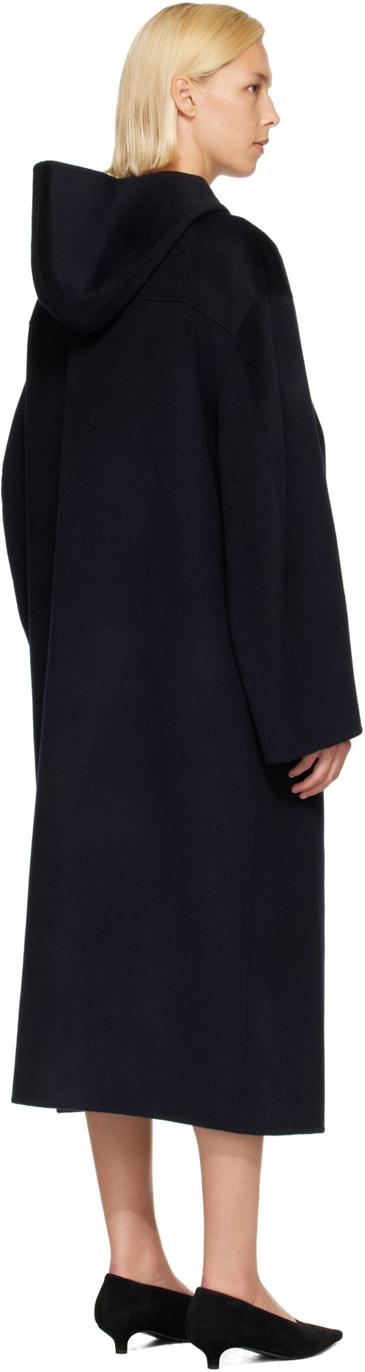 Róhe Navy Double-Faced Wool Duffle Coat