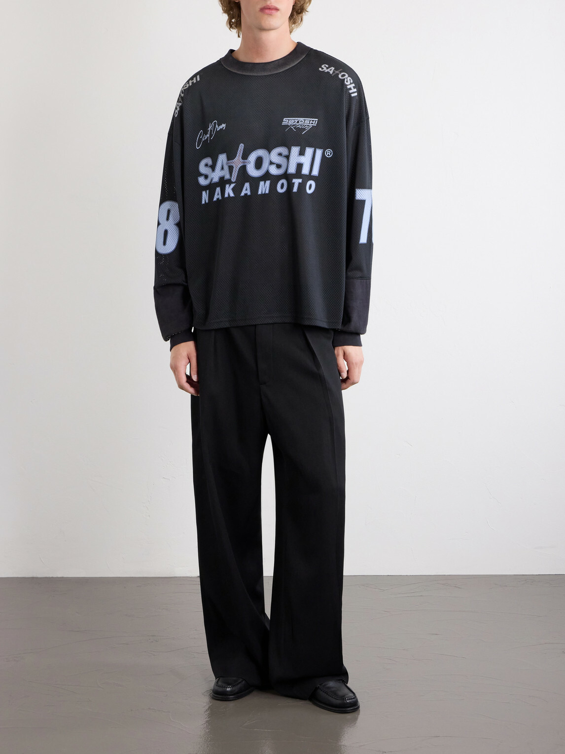 Satoshi Nakamoto - Moto Logo-Print Mesh T-Shirt - Black