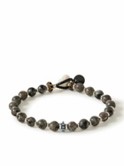 Mikia - Silver, Yooperlite and Shell Beaded Bracelet - Gray