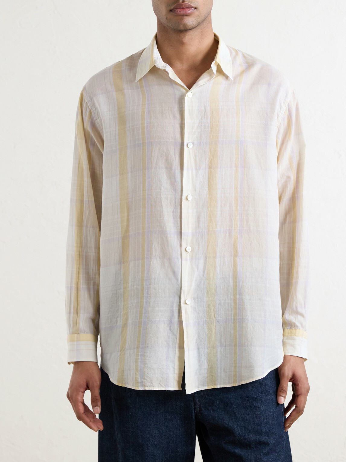 Kaptain Sunshine - Checked Cotton-Flannel Shirt - Yellow