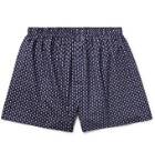 Sunspel - Printed Cotton Boxer Shorts - Blue