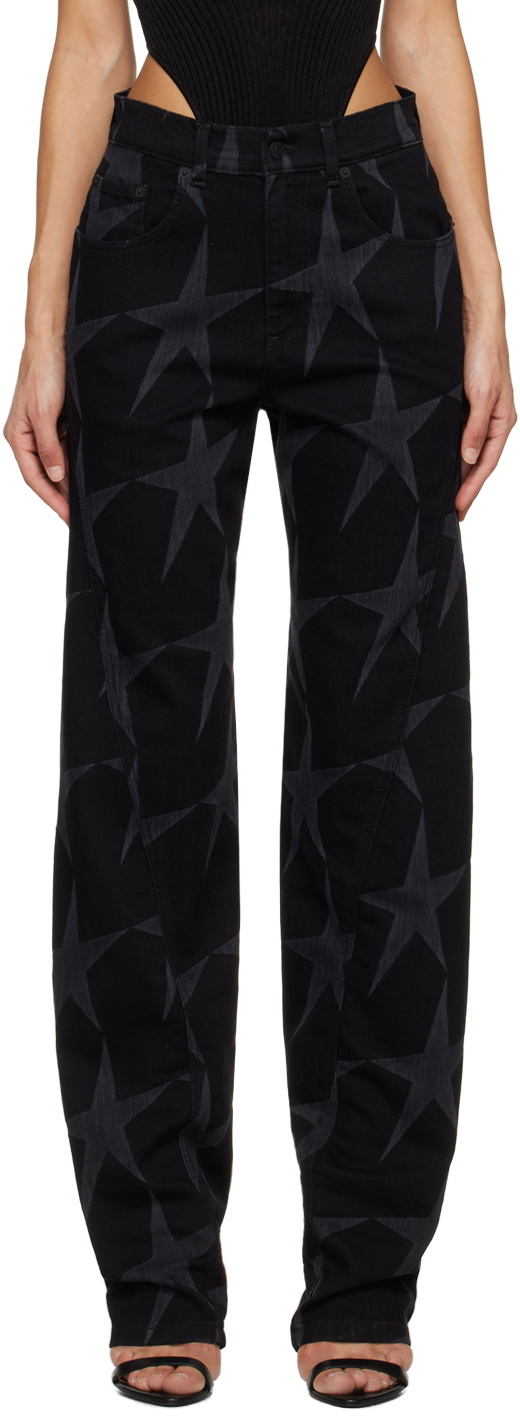 デニム・ジーパン MUGLER Women Denim Pants 406706 24F6PA0445211 Black black mesh raw denim capri jeans | MUGLER Official Website