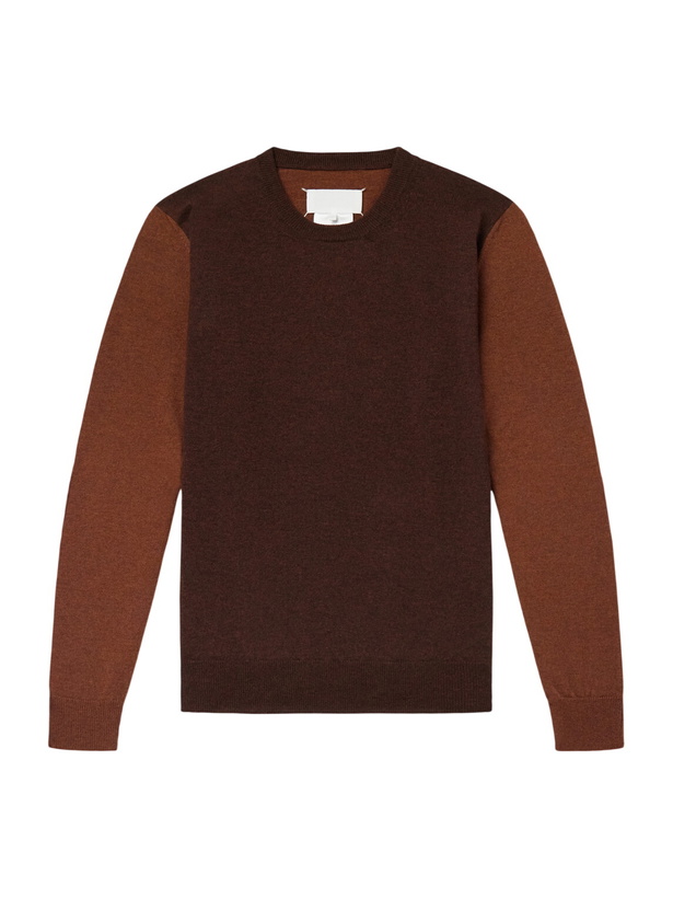 Photo: Maison Margiela - Colour-Block Wool Sweater - Brown