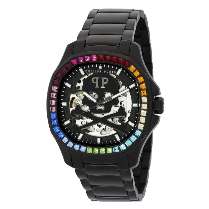 Photo: Philipp Plein Skeleton Spectre Automatic Crystal Black Dial Mens Watch PWRAA0823