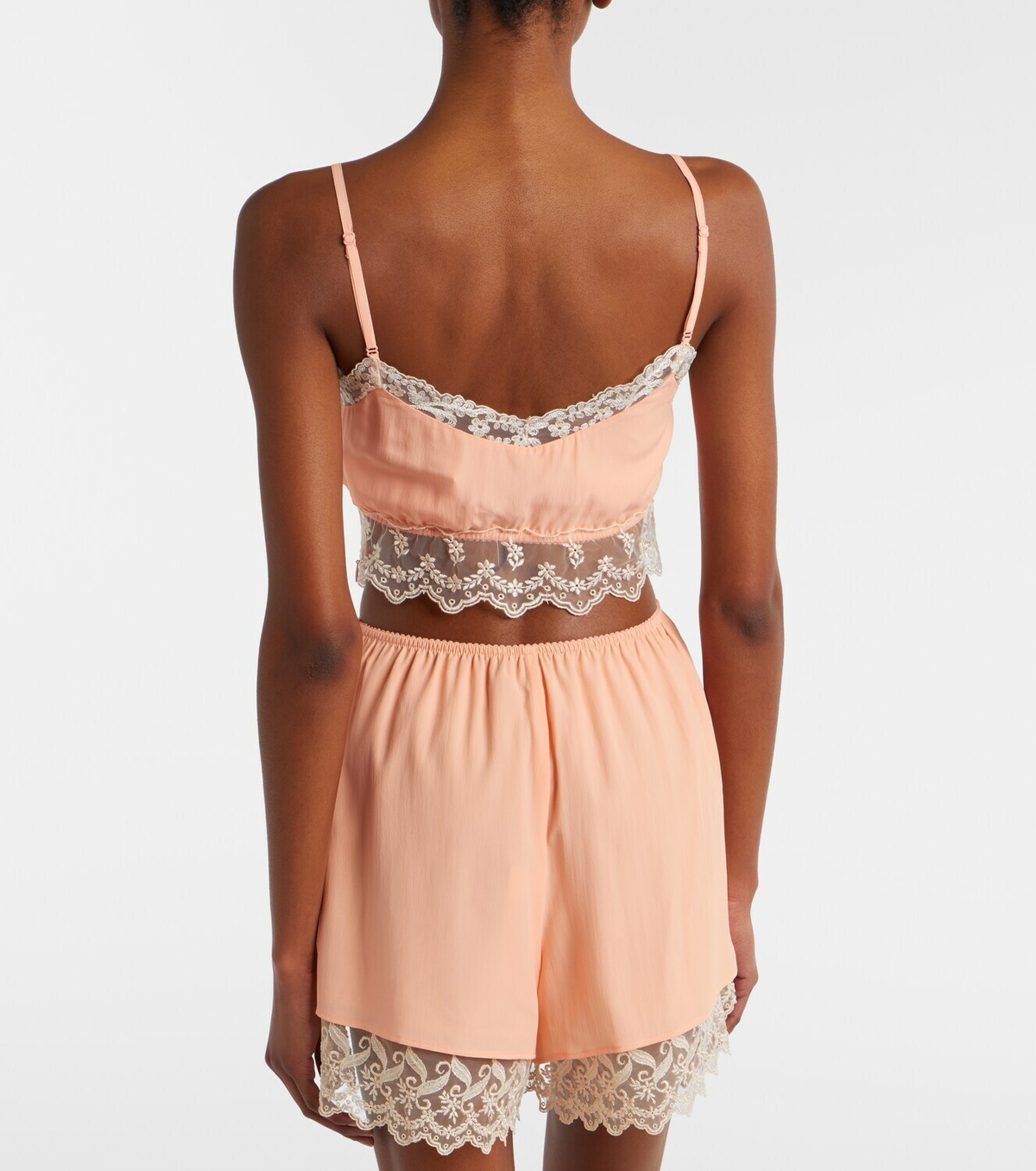 Simone Rocha Lace-trimmed crêpe de chine bra top