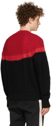 Alexander McQueen Red & Black Aran Knit Bi-Color Sweater