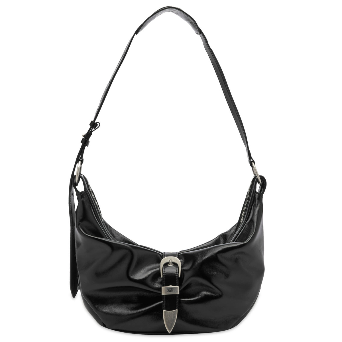 ☆MARGE SHERWOOD☆ LEATHER SYMBOL BELTblack nubuck Marge Sherwood Belted Hobo shoulder handbag black glossy