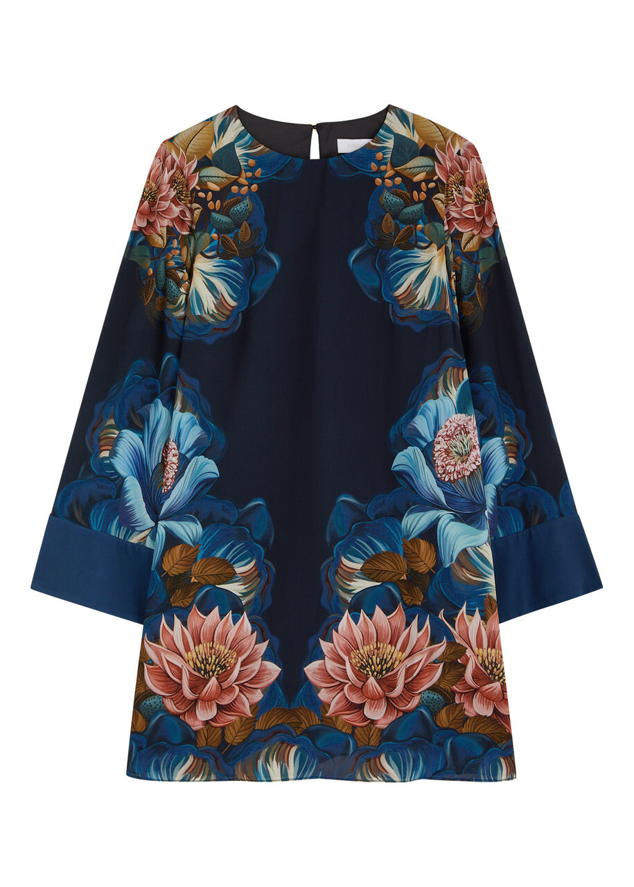 Borgo DE Nor Cocoa Floral-print Mini Dress Black