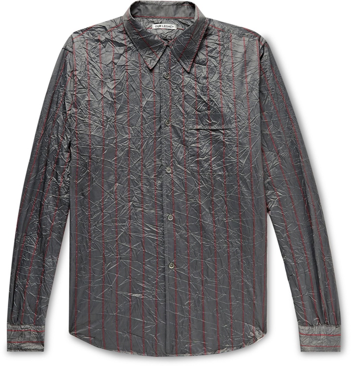 Photo: Our Legacy - Policy Crinkled Striped Woven Shirt - Gray