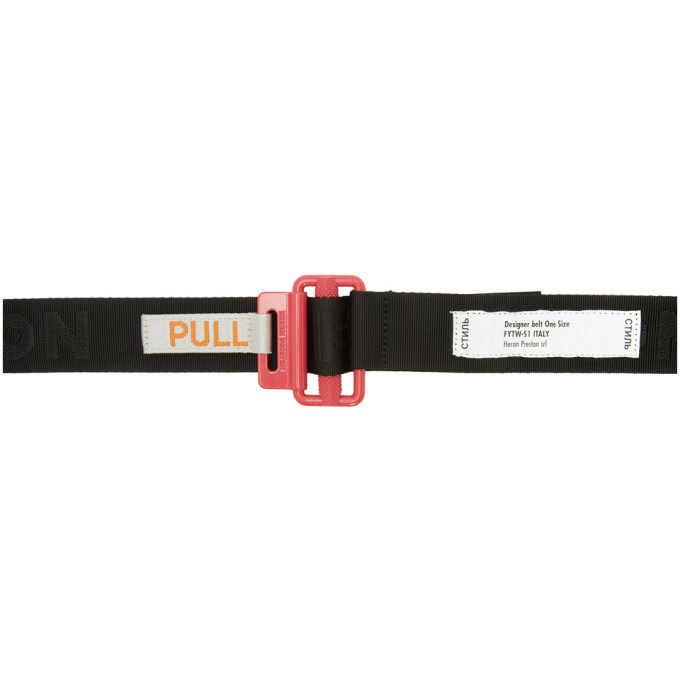 Photo: Heron Preston Black and Pink Logo Tape Belt