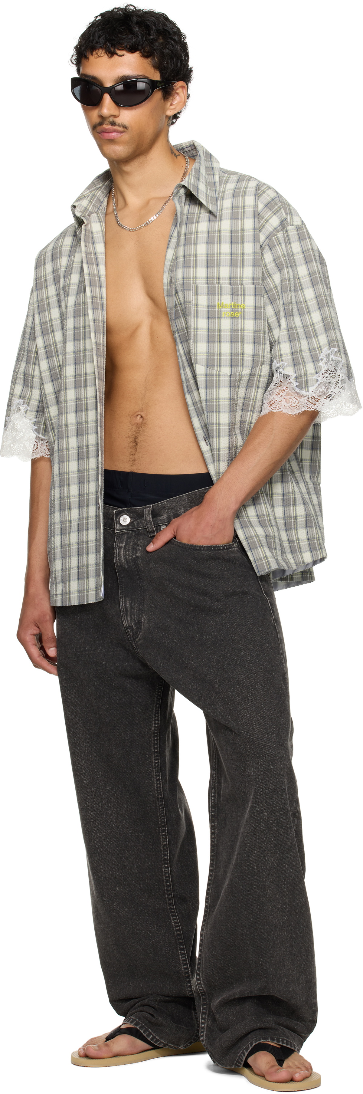 Martine Rose SSENSE Exclusive Gray Lace Overshirt