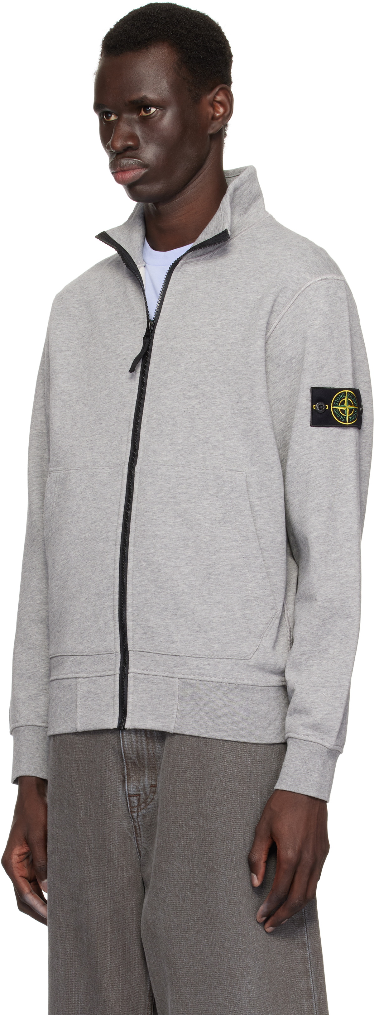 Stone Island Gray Logo Patch Sweater
