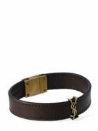 SAINT LAURENT - Ysl Wide Leather Bracelet