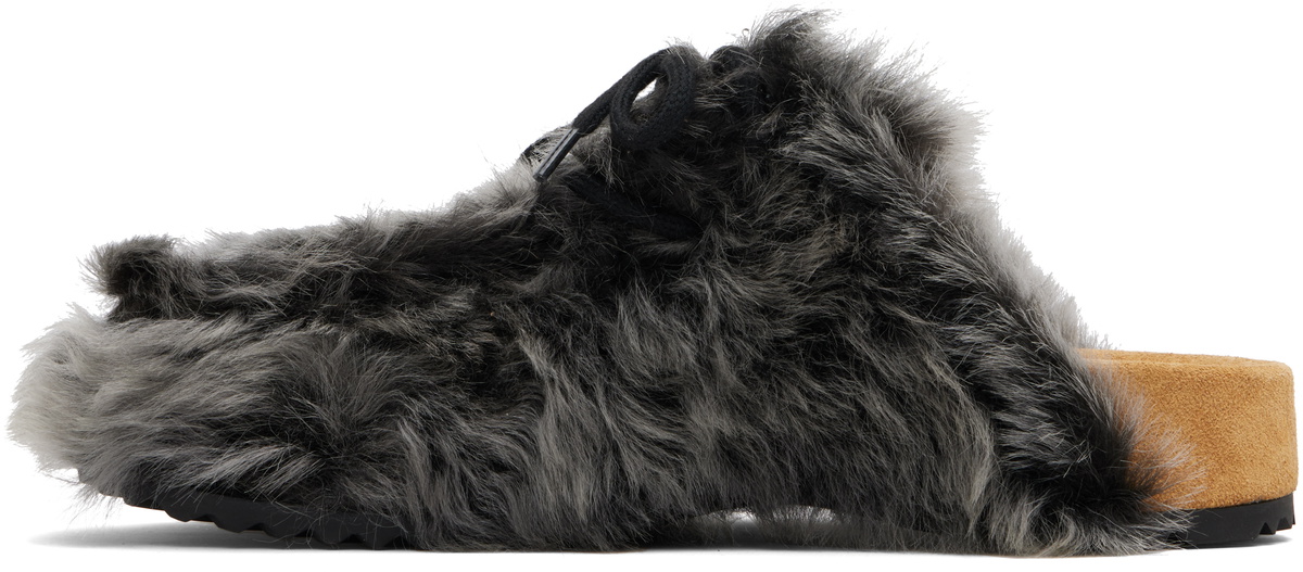 Dries Van Noten Gray Shearling Clogs