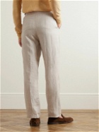 Richard James - Tapered Pleated Linen-Twill Trousers - Neutrals