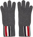 Thom Browne Grey Intarsia Stripe Gloves
