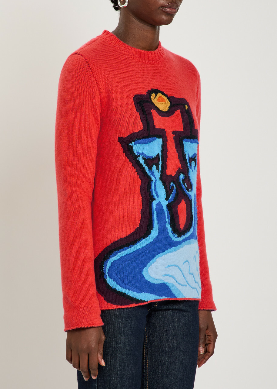 Gabriela Hearst Avichai Intarsia Cashmere Jumper Red