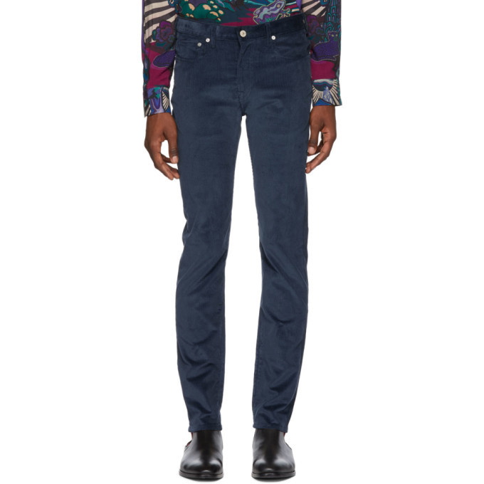 Photo: PS by Paul Smith Blue Corduroy Slim Trousers