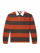 BODE - Logo-Embroidered Striped Wool Polo Shirt - Brown