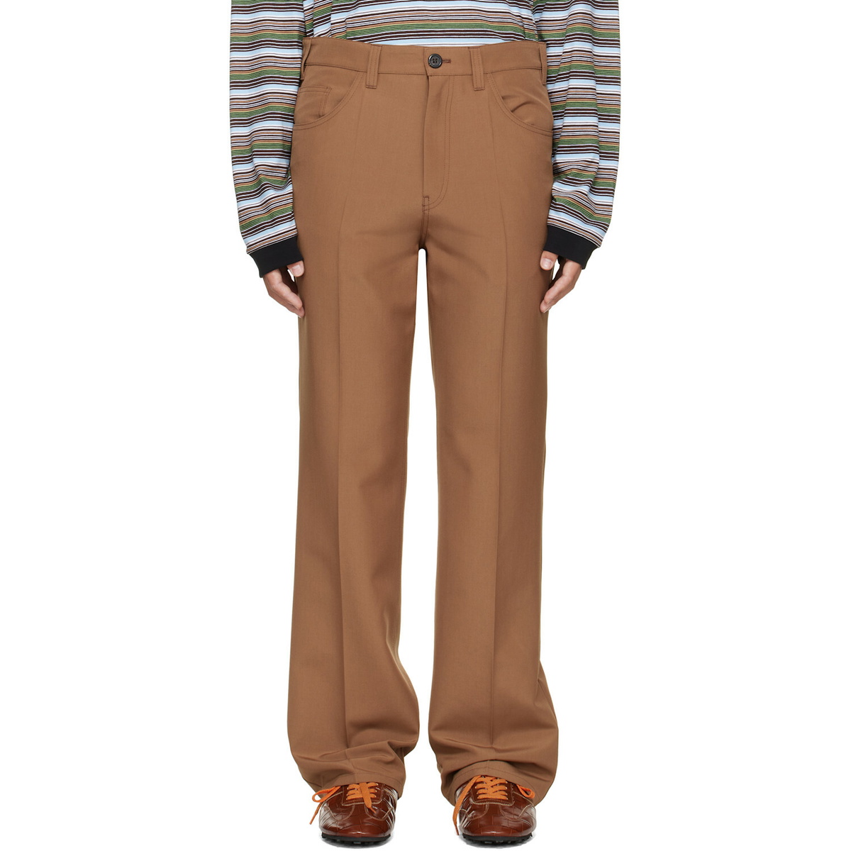 Marni Brown Virgin Wool Trousers