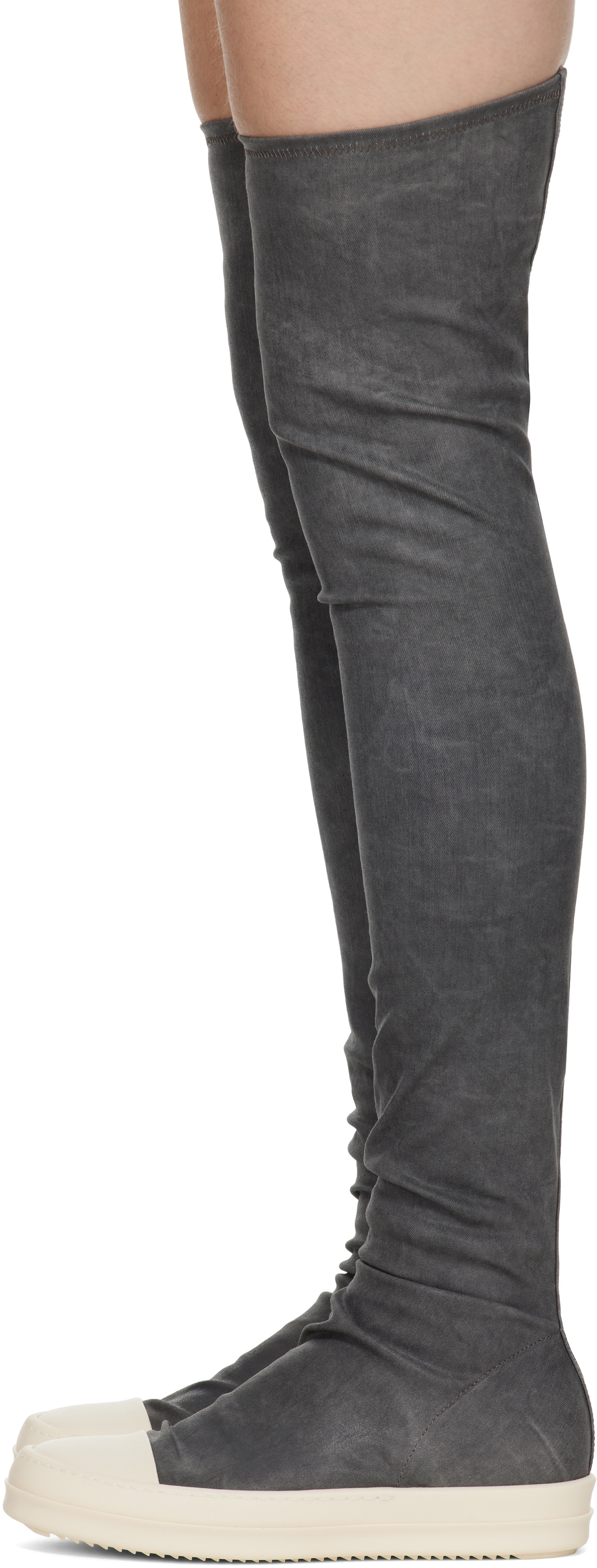 Rick Owens DRKSHDW Gray Porterville High Sock Sneaks Tall Boots