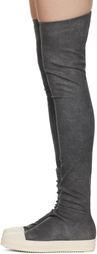 Rick Owens DRKSHDW Gray Porterville High Sock Sneaks Tall Boots