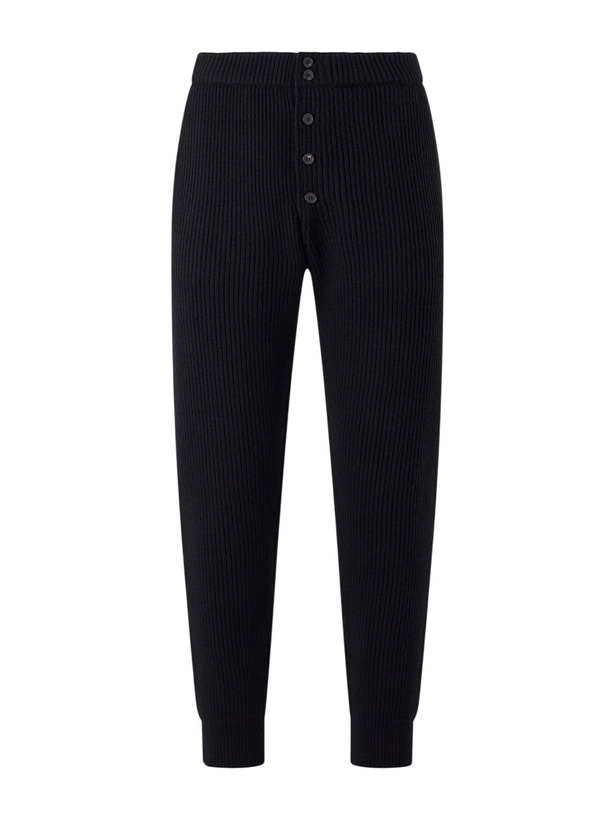 Photo: Dries Van Noten - Meru Tapered Ribbed Wool Sweatpants - Black
