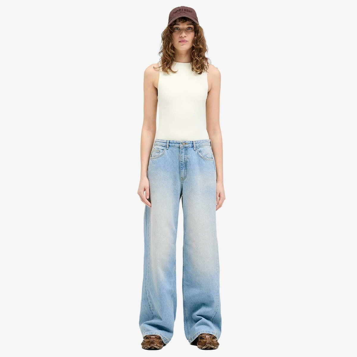 Represent Women's High Rise Wide Leg Jeans in Washed Blue