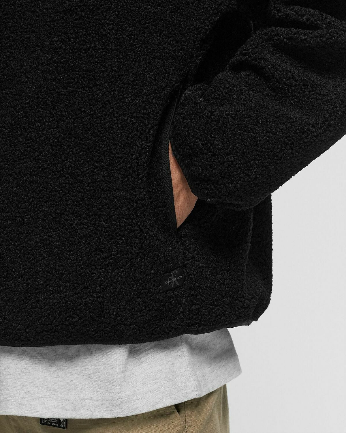 Calvin Klein Jeans Half Zip Sherpa Black Fleece Jackets/Half Zips