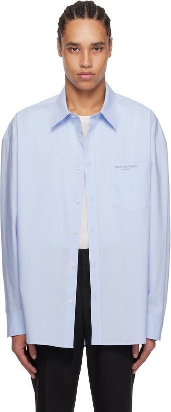Photo: WOOYOUNGMI Blue New Fit Cotton Shirt