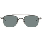 Thom Browne Gray Titanium Semi Rimless Pilot Sunglasses