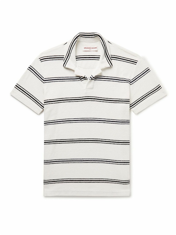 Photo: Orlebar Brown - Slim-Fit Striped Cotton-Terry Polo Shirt - White