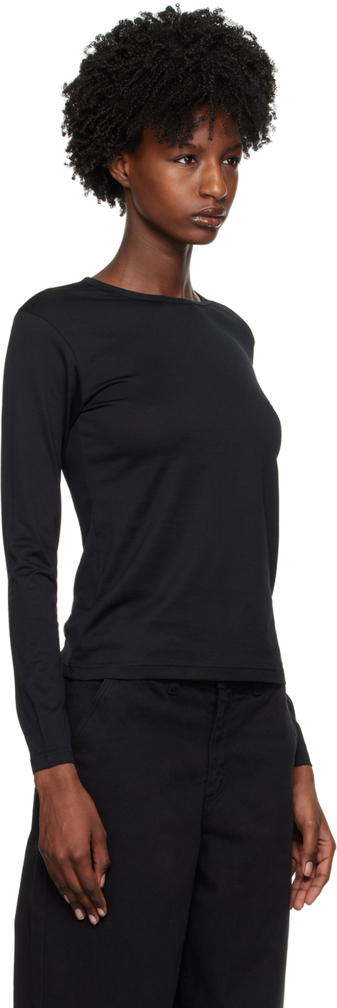 Sunspel Black Classic Long Sleeve T-Shirt