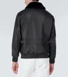 Brioni Shearling-trimmed leather bomber jacket