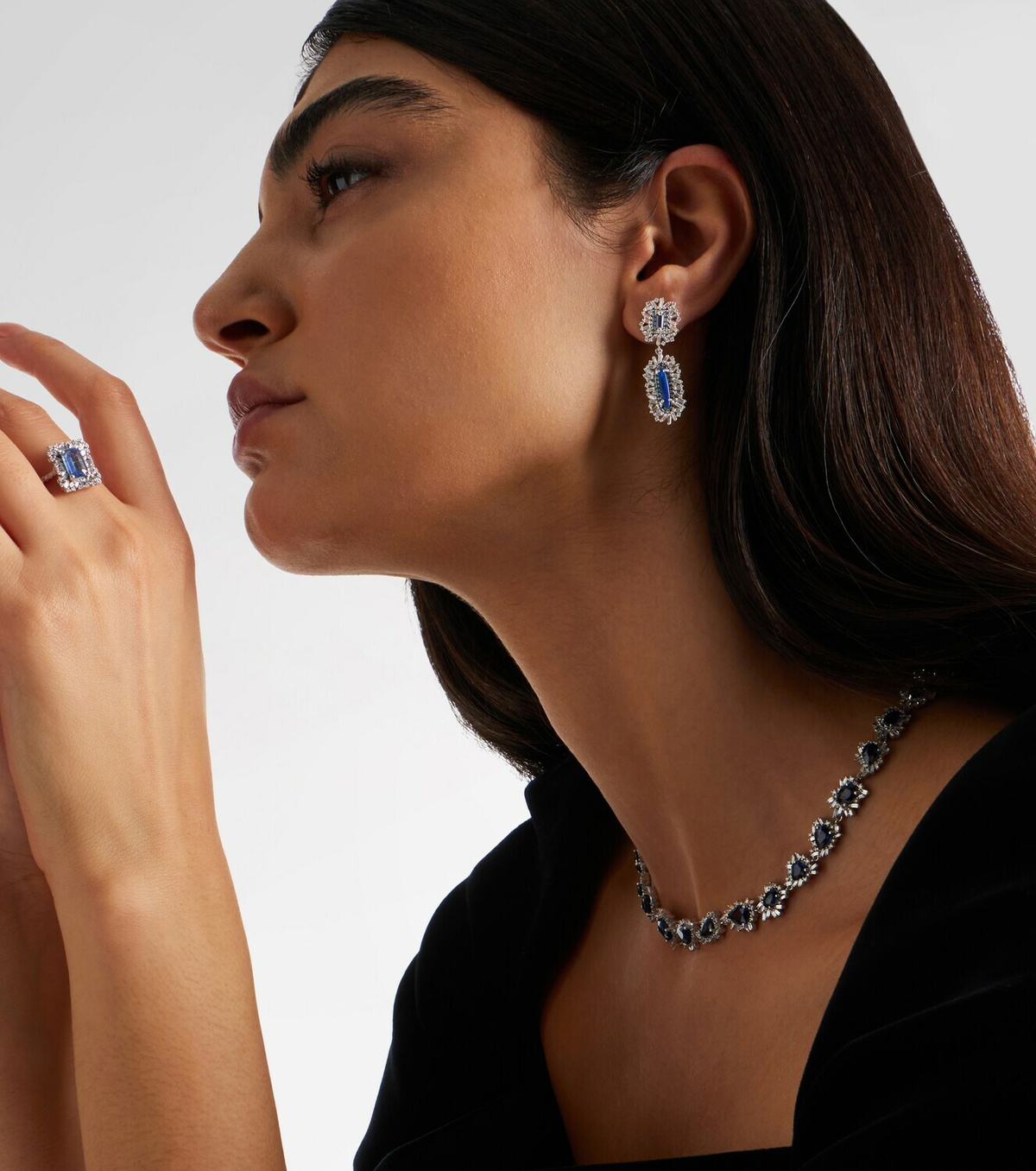 Suzanne Kalan 18kt white gold earrings with gemstones
