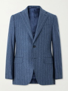 Caruso - Norma Pinstripe Wool and Cashmere-Blend Suit Jacket - Blue