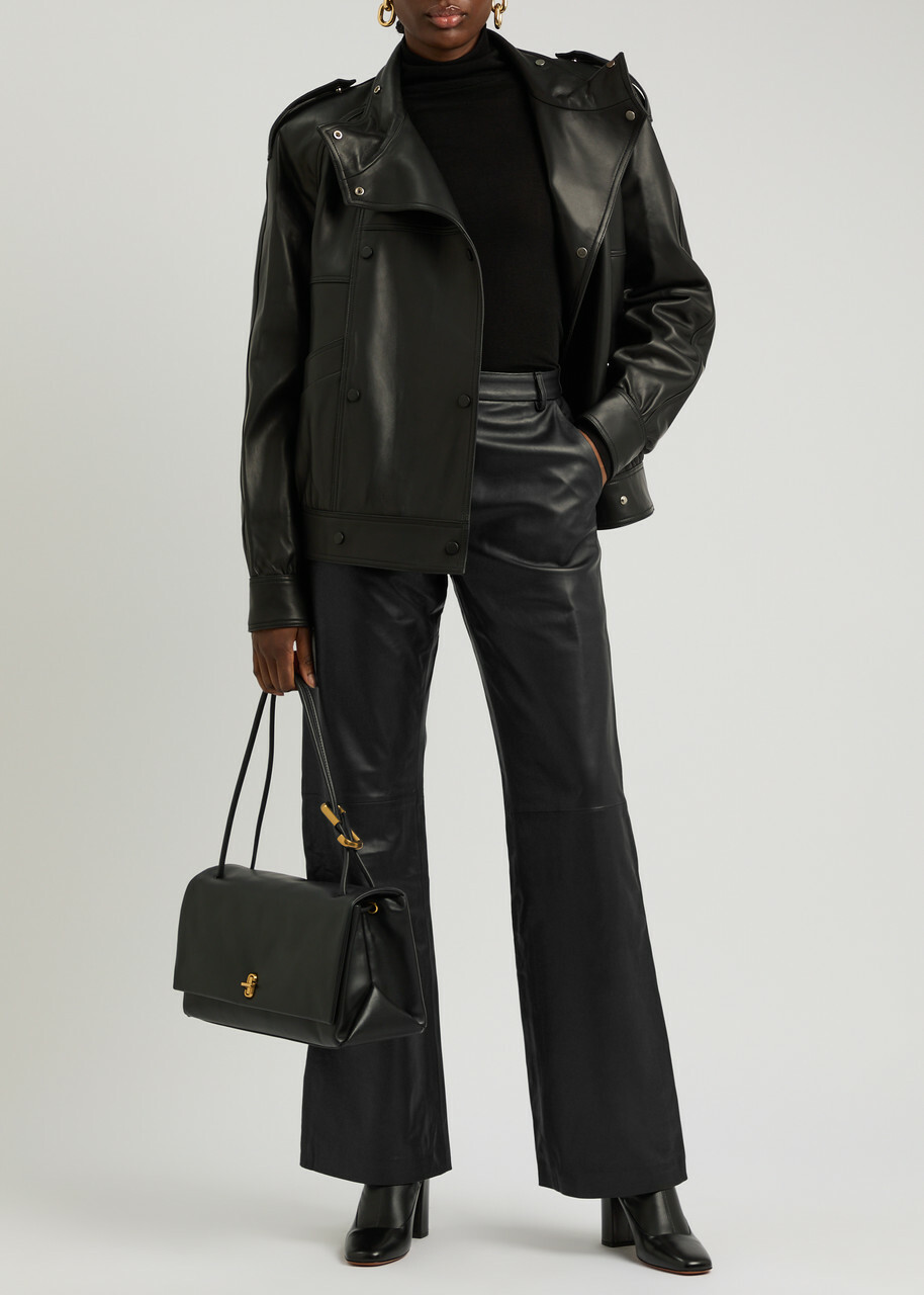 Aexae Straight-leg Leather Trousers Black