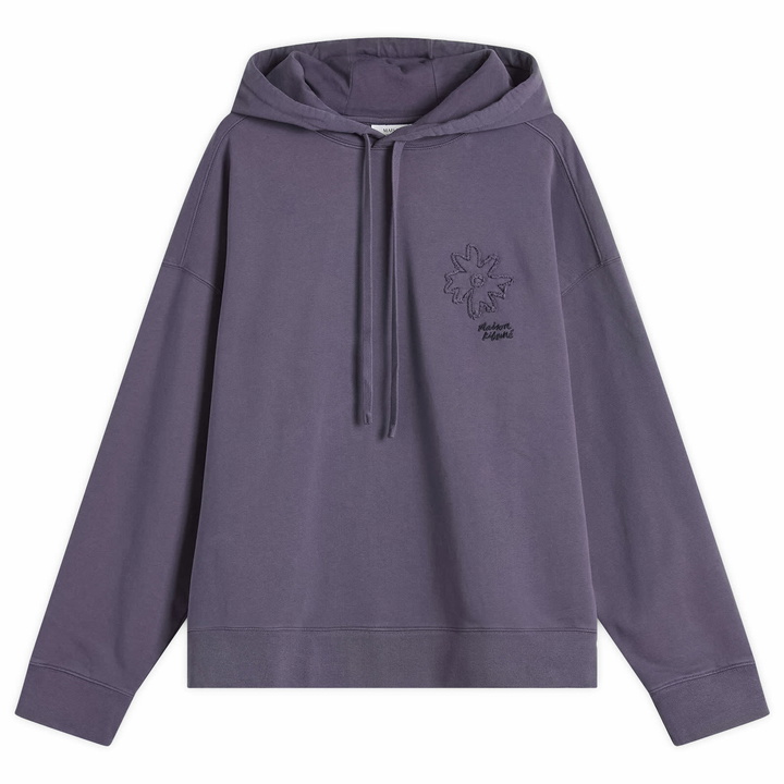 Photo: Maison Kitsuné Men's Crafted Daisy Oversize Hoodie in Fig