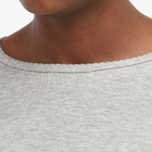 DONNI. Women's Baby Rib Scallop Long Sleeve Top in Heather Grey