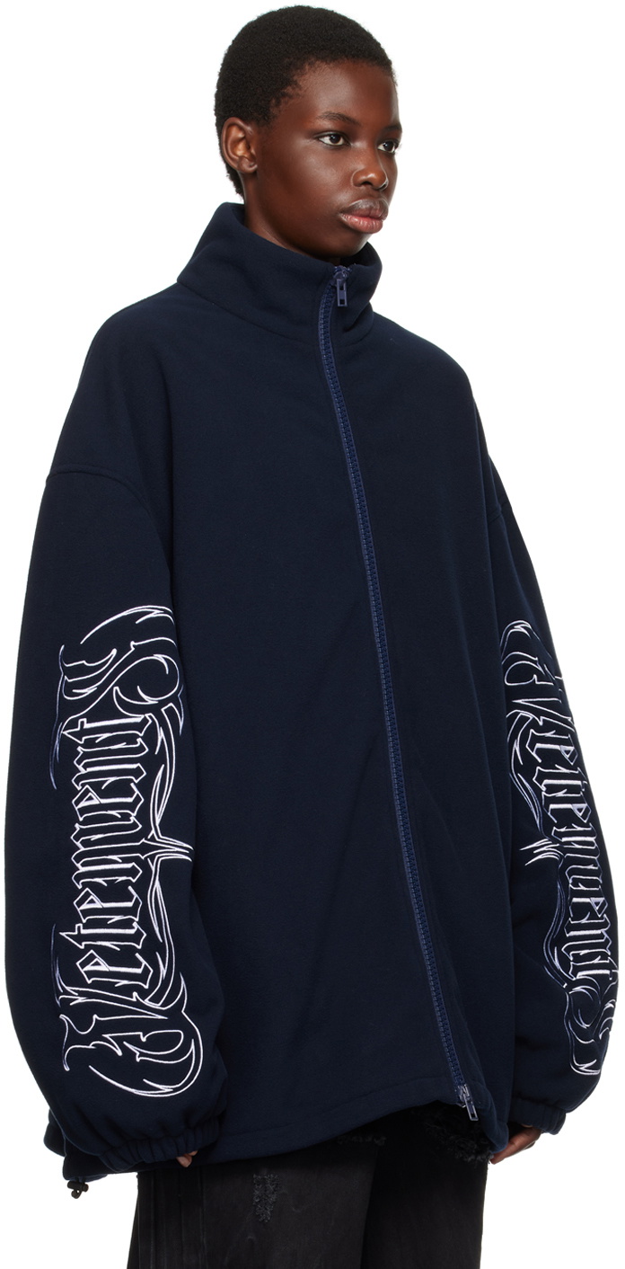 VETEMENTS Navy Metal Logo Jacket