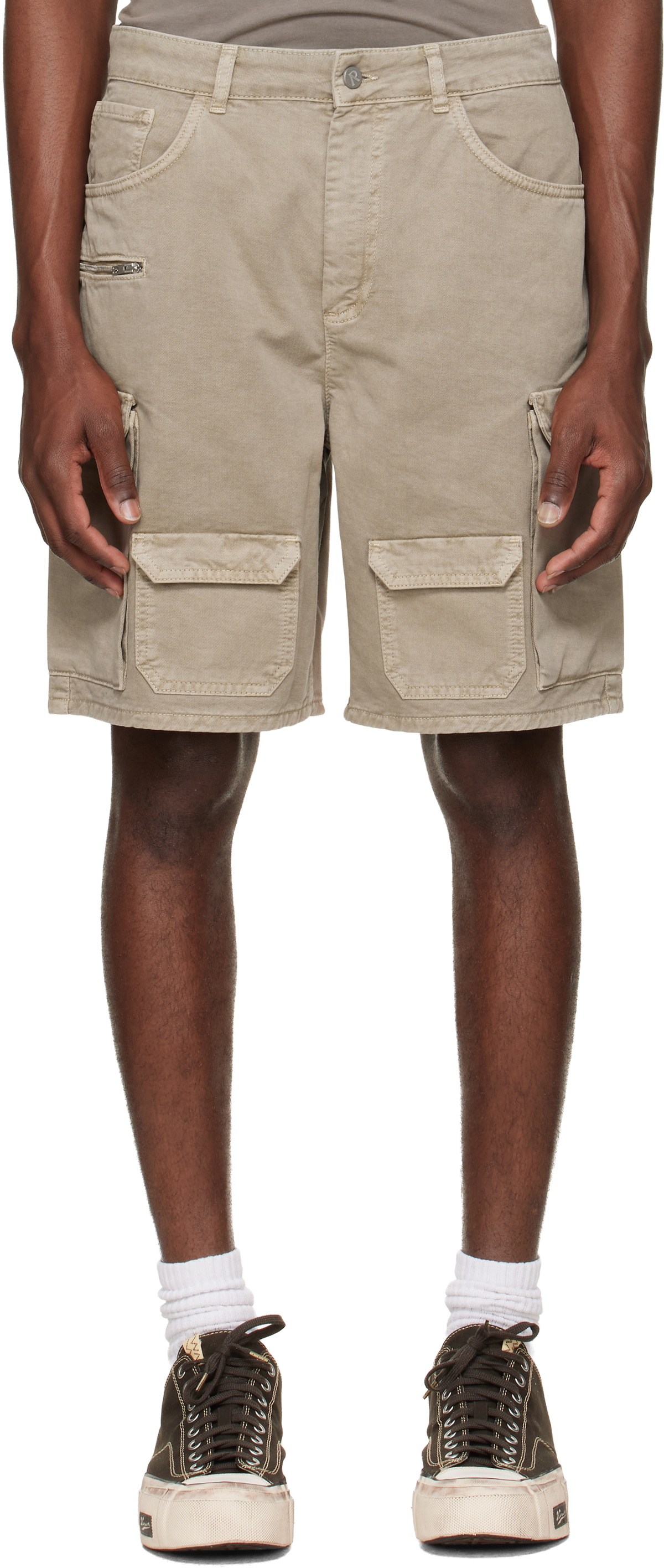 Represent Beige Loaded Cargo Shorts