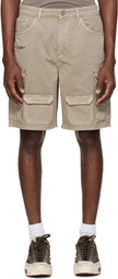 Represent Beige Loaded Cargo Shorts