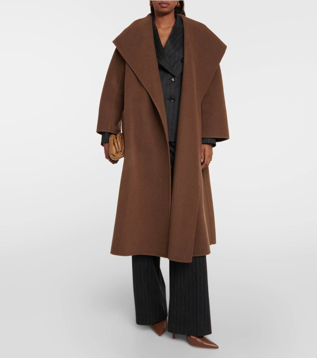 ジャケット Max Mara Wrap coat in brown cashmere Max Mara Wrap Coat, Size 6 US