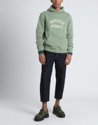 Woolrich Organic Cotton Script Hoodie Mens Sweatshirt in Sage green
