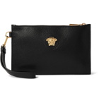 Versace - Logo-Embellished Full-Grain Leather Pouch - Black