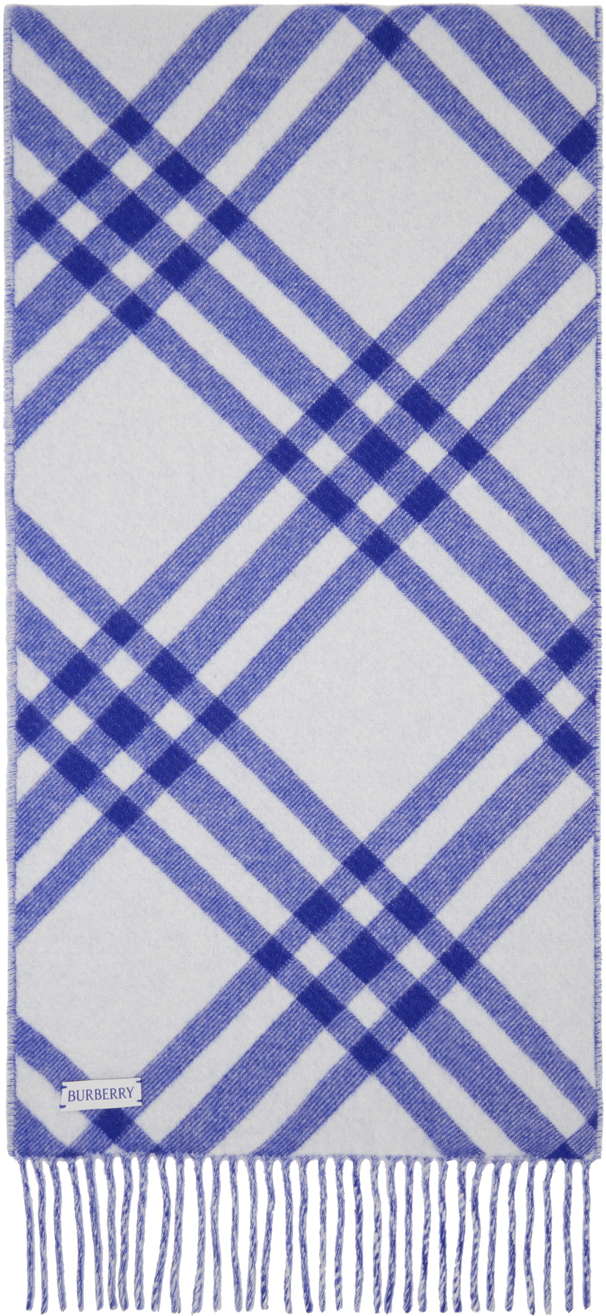 Burberry Blue & White Check Cashmere Scarf Burberry