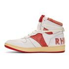 Rhude White and Red Bball Hi Sneakers